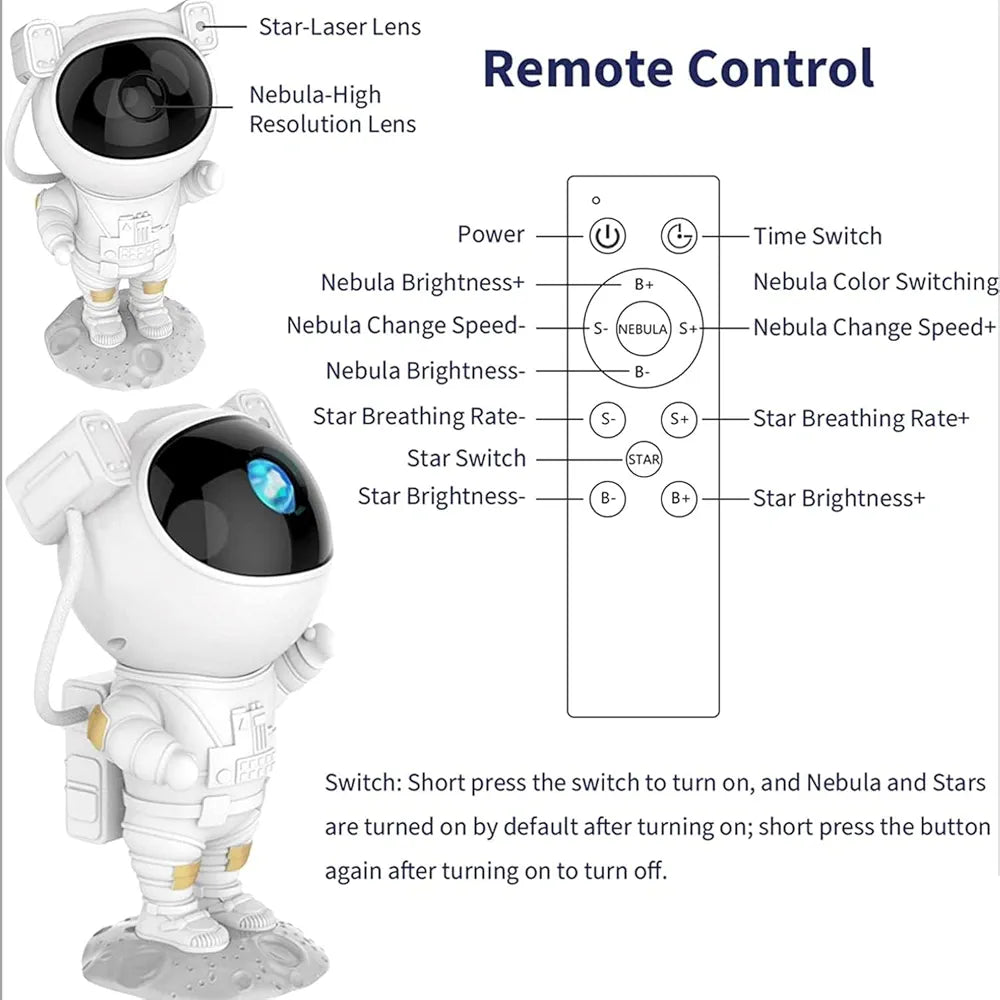 One94store Astronaut Galaxy Projector Night Light – 360° Rotating Nebula Star Projector with Remote Control, Timer & Adjustable Head – LED Space Lamp for Kids’ Bedroom, Gaming Room, Home & Party Décor