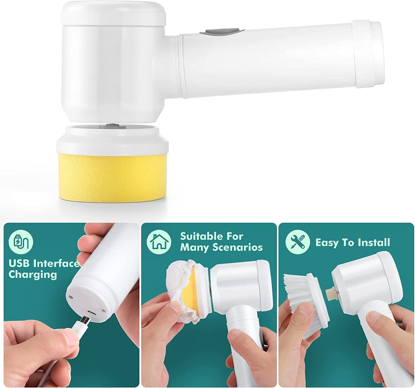 Multifunctional Magic Electric Cleaning Brush – 5-in-1 Handheld Scrubber