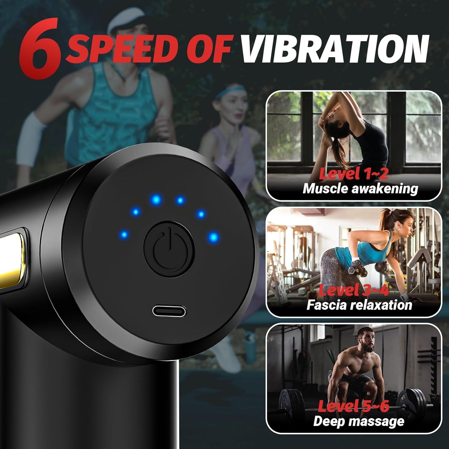 Rechargeable Handheld Massage Gun – Deep Tissue Massager for Pain Relief & Muscle Recovery