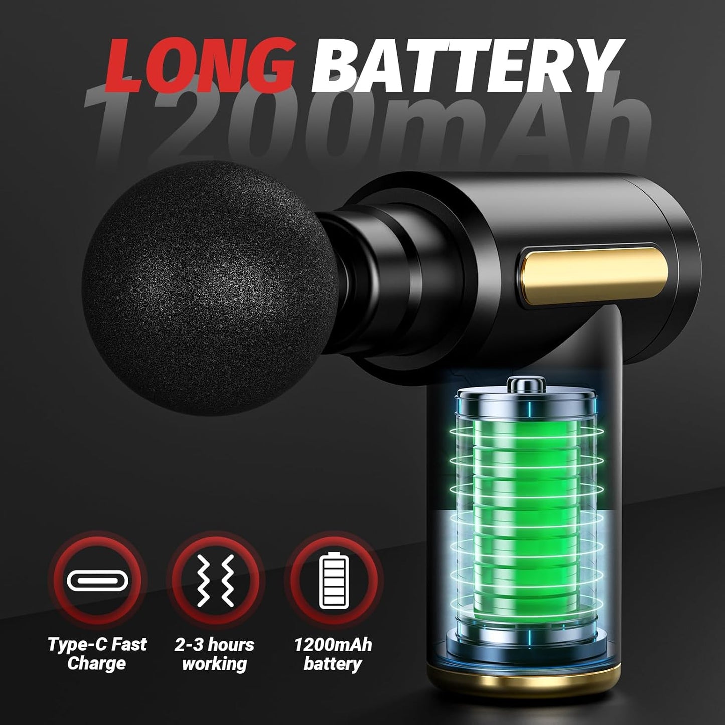 Rechargeable Handheld Massage Gun – Deep Tissue Massager for Pain Relief & Muscle Recovery
