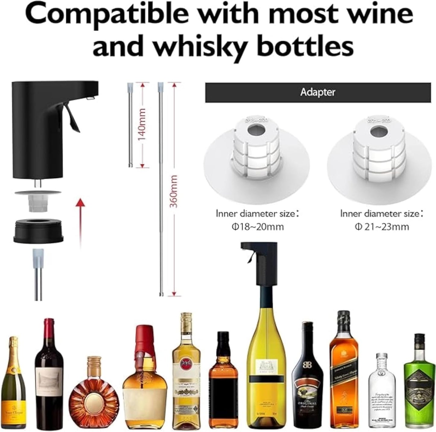 Smartuno | Electric Wine & Whiskey Dispenser – Adjustable Aeration & Precision Pour | Perfect Bar Accessory & Gift