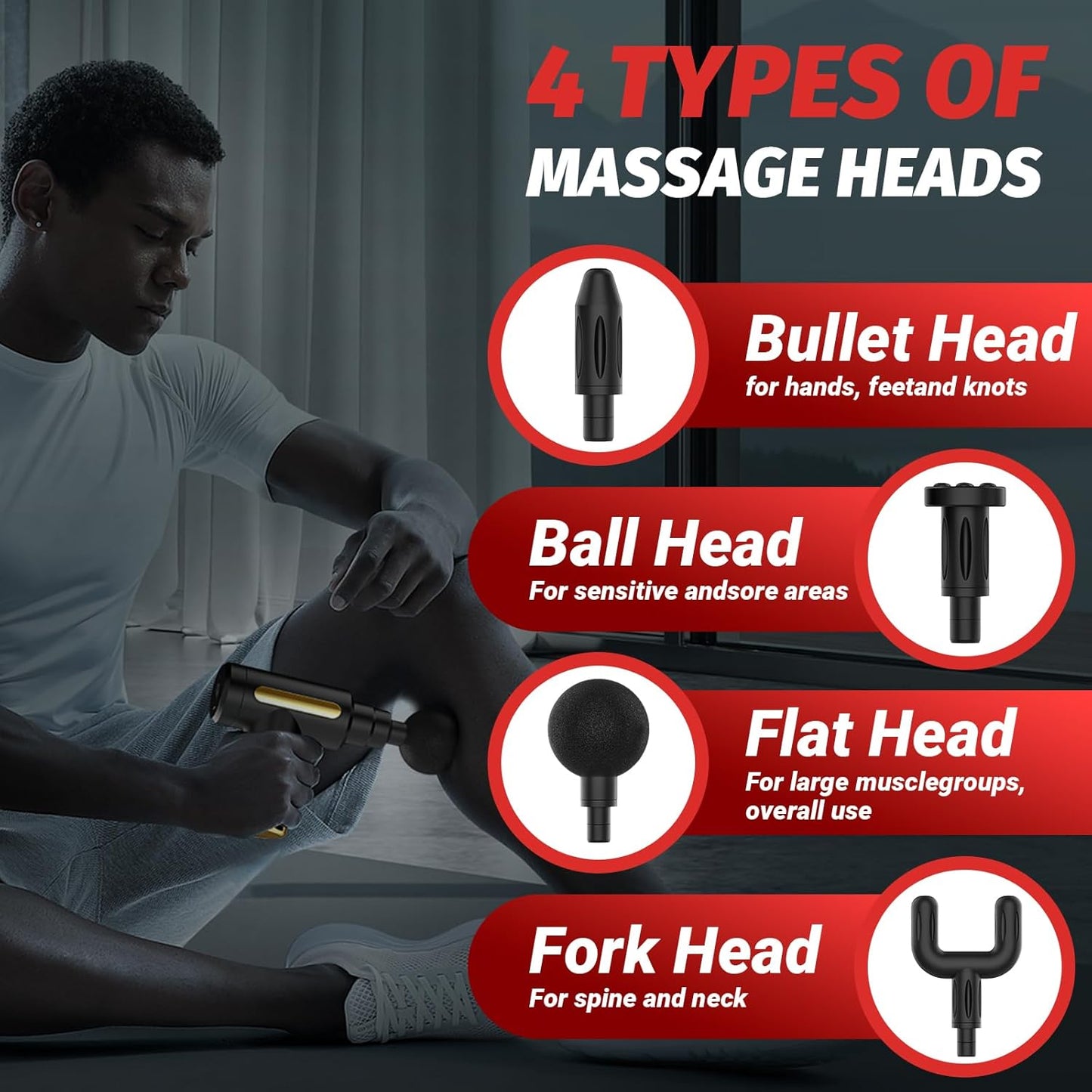 Rechargeable Handheld Massage Gun – Deep Tissue Massager for Pain Relief & Muscle Recovery