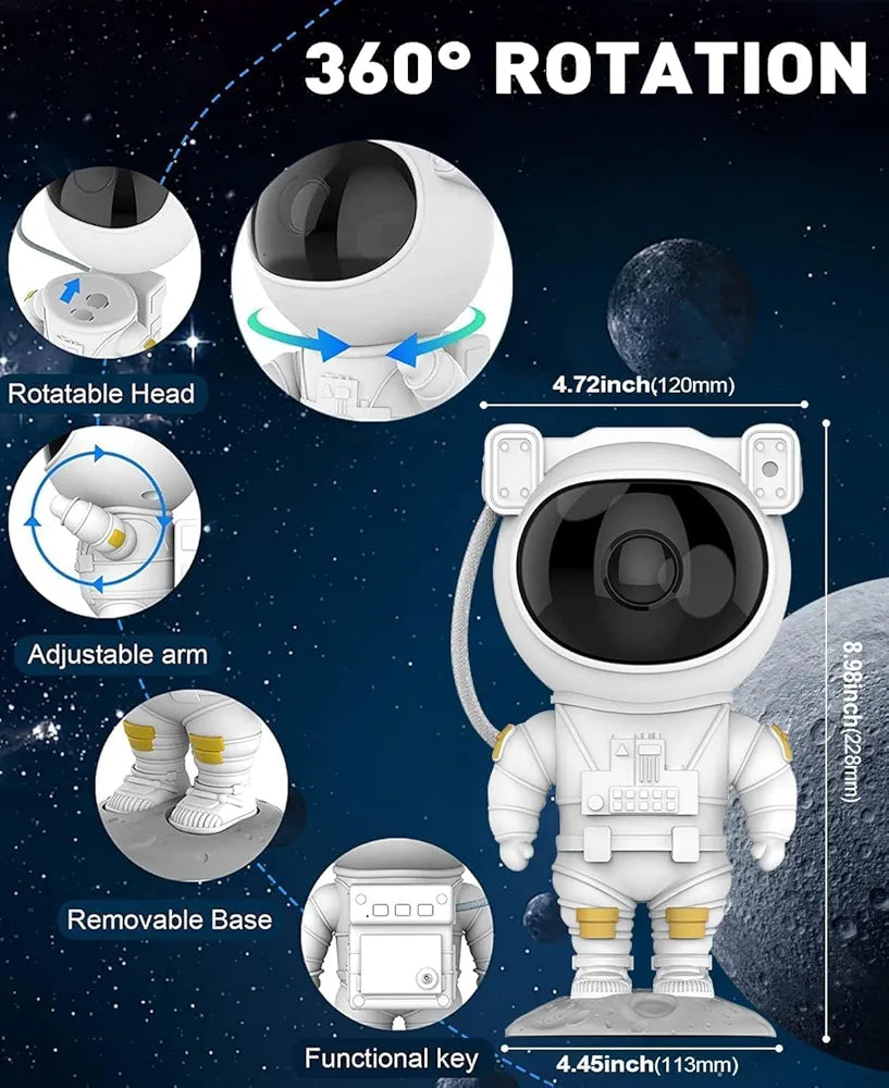 One94store Astronaut Galaxy Projector Night Light – 360° Rotating Nebula Star Projector with Remote Control, Timer & Adjustable Head – LED Space Lamp for Kids’ Bedroom, Gaming Room, Home & Party Décor