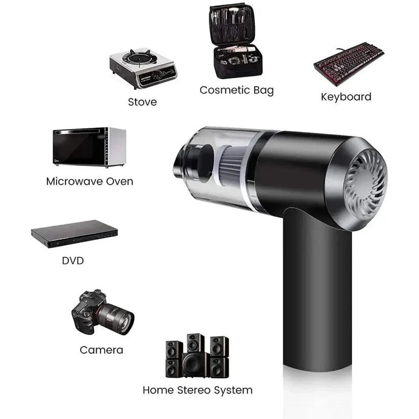 3-in-1 Car Mini Vacuum Cleaner with Blower, Wireless Portable Rechargeable Handheld High Power Suction for Home, Car, Keyboard, and Dusting