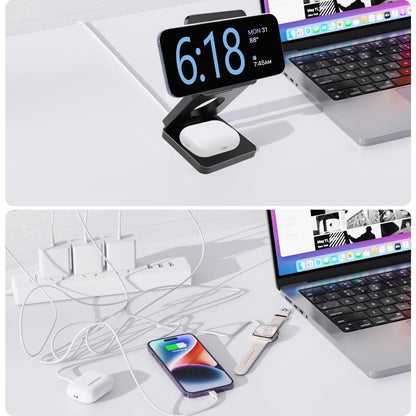 SMARTUNO™ Trifold 3-in-1 MagSafe Qi2 Fast Wireless Charger Stand for iPhone, AirPods, iWatch & Other Qi2-Enabled Devices