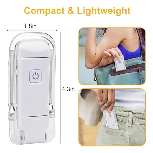 Book Lamp for Students, USB Rechargeable LED Study Light, 3 Brightness & Color Modes, Clip-On, Portable & Eye-Friendly (White)