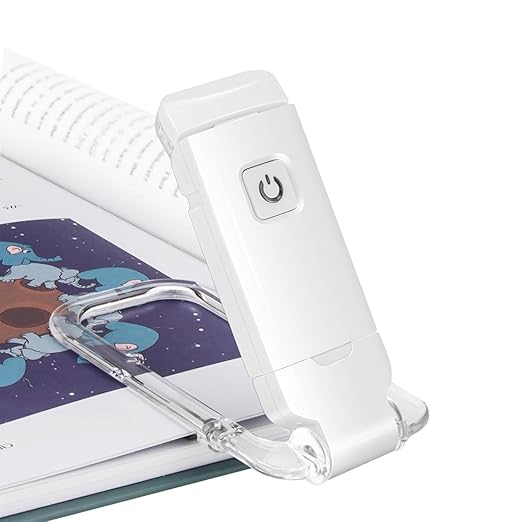 Book Lamp for Students, USB Rechargeable LED Study Light, 3 Brightness & Color Modes, Clip-On, Portable & Eye-Friendly (White)
